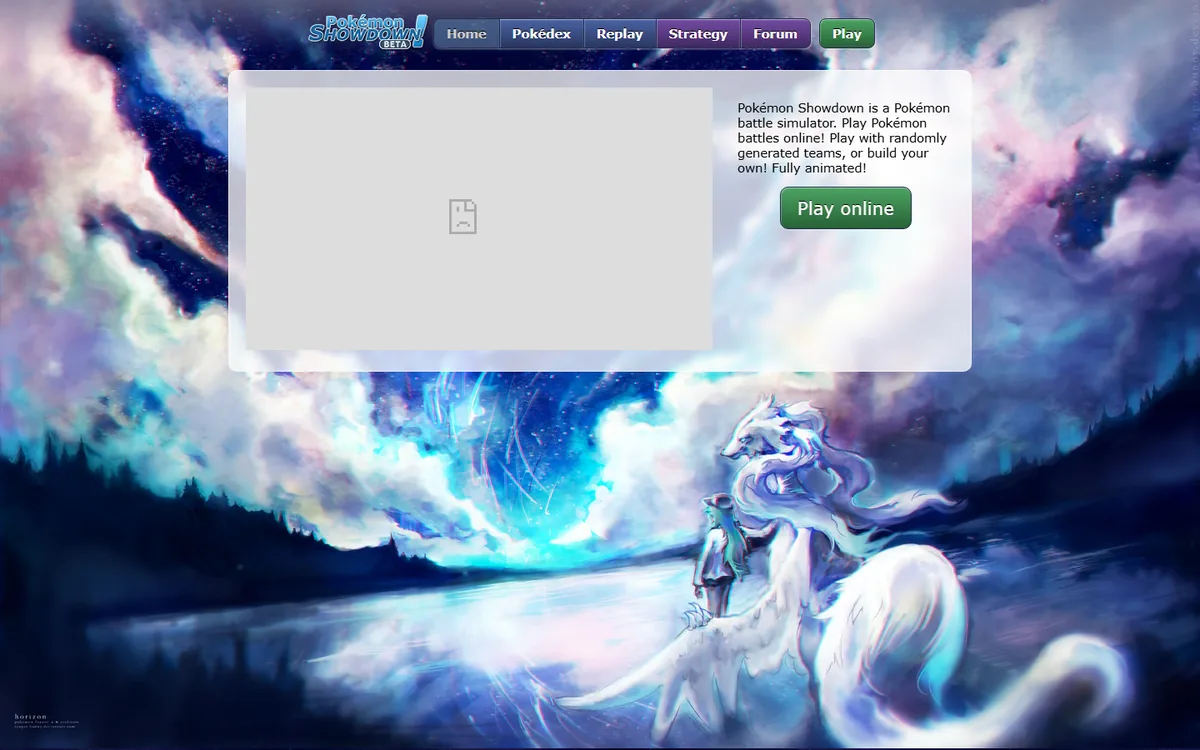 Pokémon Showdown official browser homepage used in a best Pokemon browser games comparison